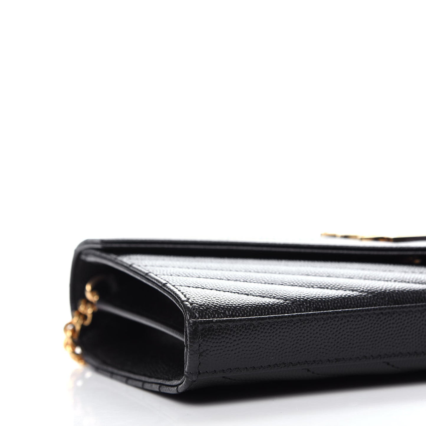 Grain De Poudre Matelasse Chevron Monogram Chain Wallet Black