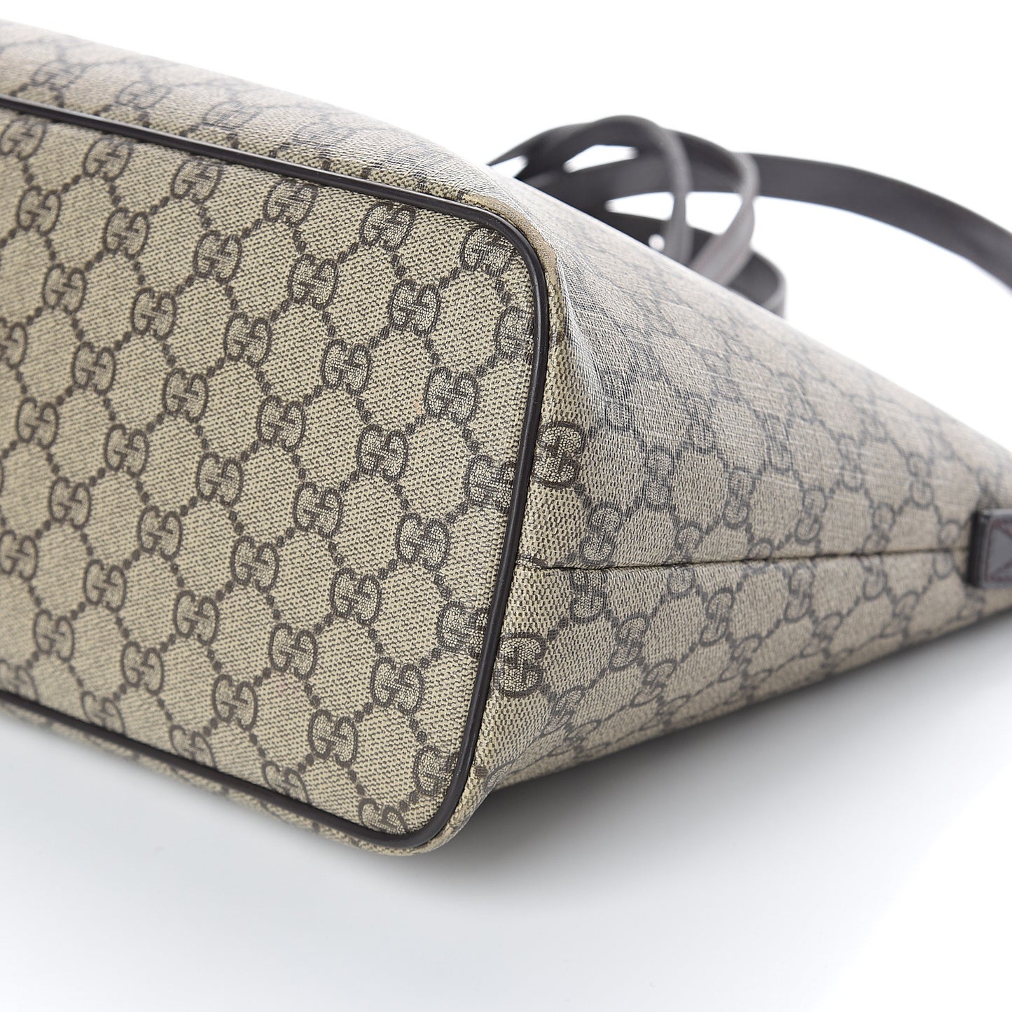 GG Supreme Monogram Medium Zippered Tote Dark Brown