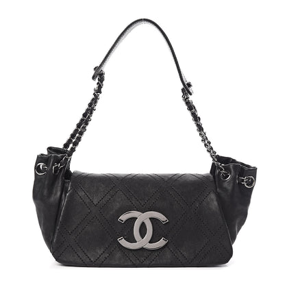 Chanel Calfskin Diamond Stitch Accordion Flap Black 1 of 14