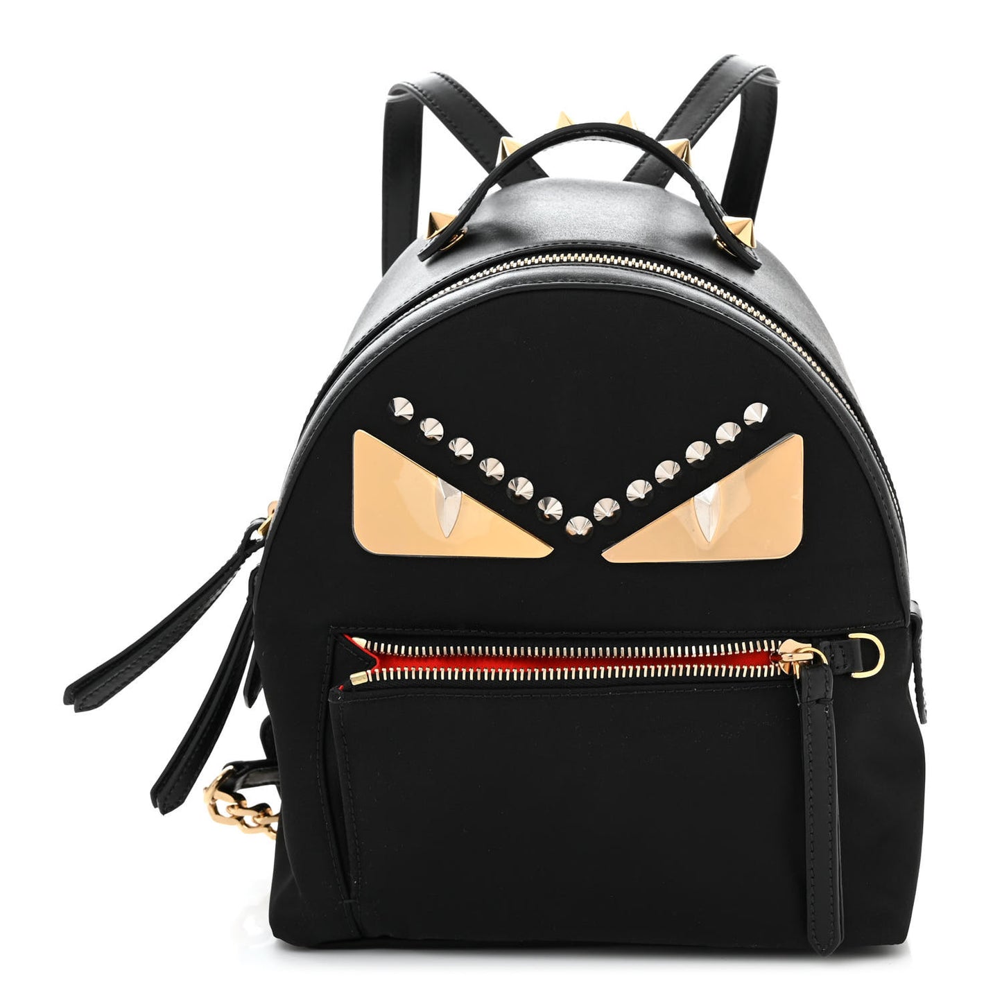 Nylon Vitello Liberty Metal Monster Eyes Studded Mini Backpack Black