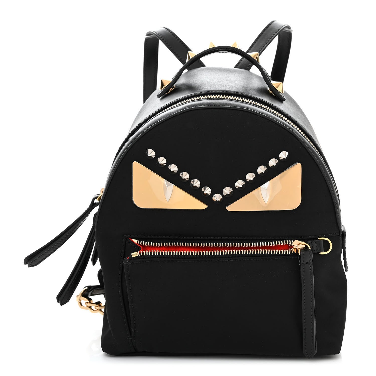 Fendi Nylon Vitello Liberty Metal Monster Eyes Studded Mini Backpack Black 1 of 10