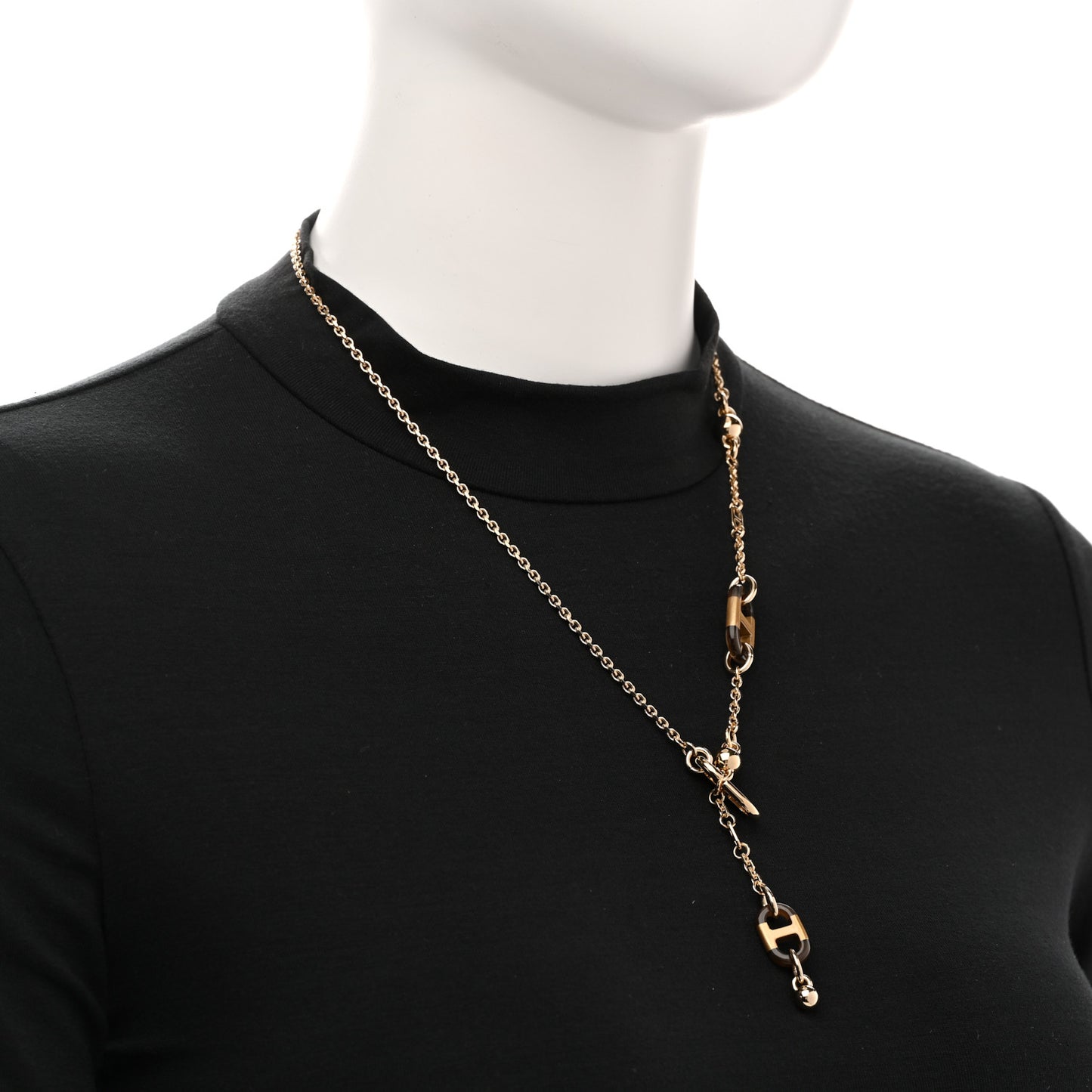 Lacquered Horn Permabrass Sur Mer Necklace Small Model Gold Black