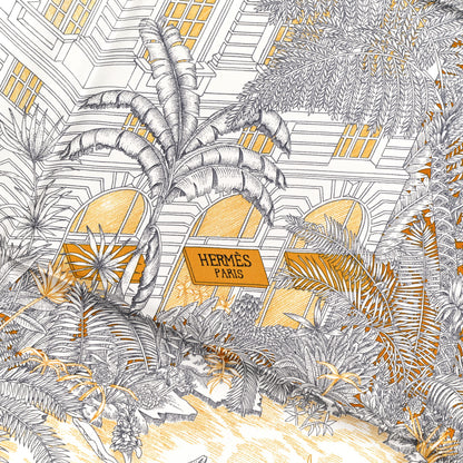 Hermes Silk Faubourg Tropical Scarf 90 Sepia White Caramel 2 of 14