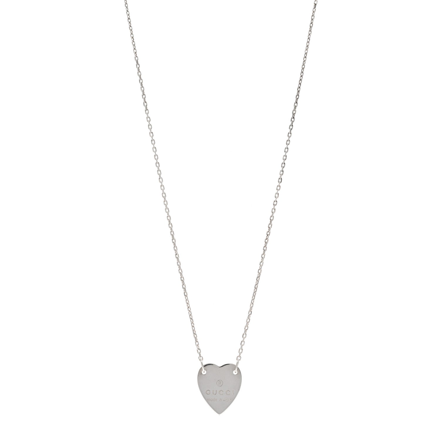 Gucci Sterling Silver Trademark Heart Pendant Necklace 1 of 6
