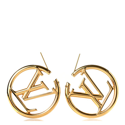 Louis Vuitton Metal Louise Hoop Earrings Gold 3 of 6