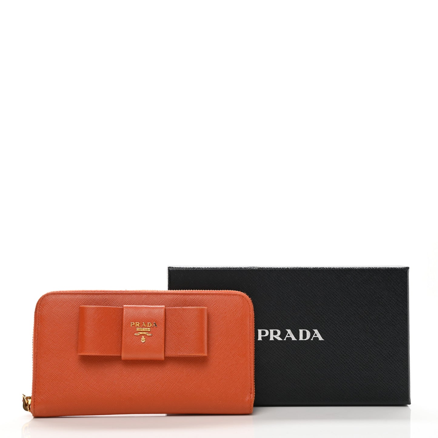 Saffiano Fiocco Bow Zip Around Wallet Papaya