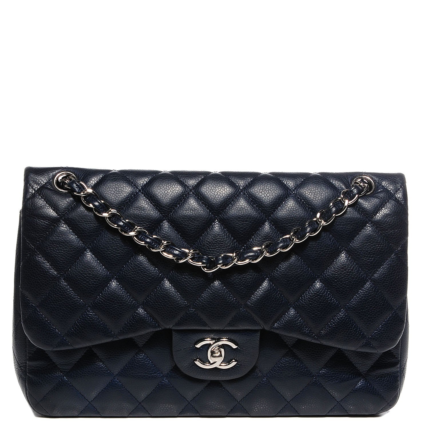 Chanel Caviar Quilted Jumbo Double Flap Navy Blue 1 of 9
