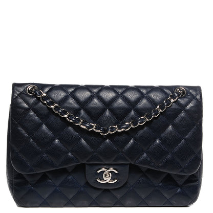 Chanel Caviar Quilted Jumbo Double Flap Navy Blue 1 of 9