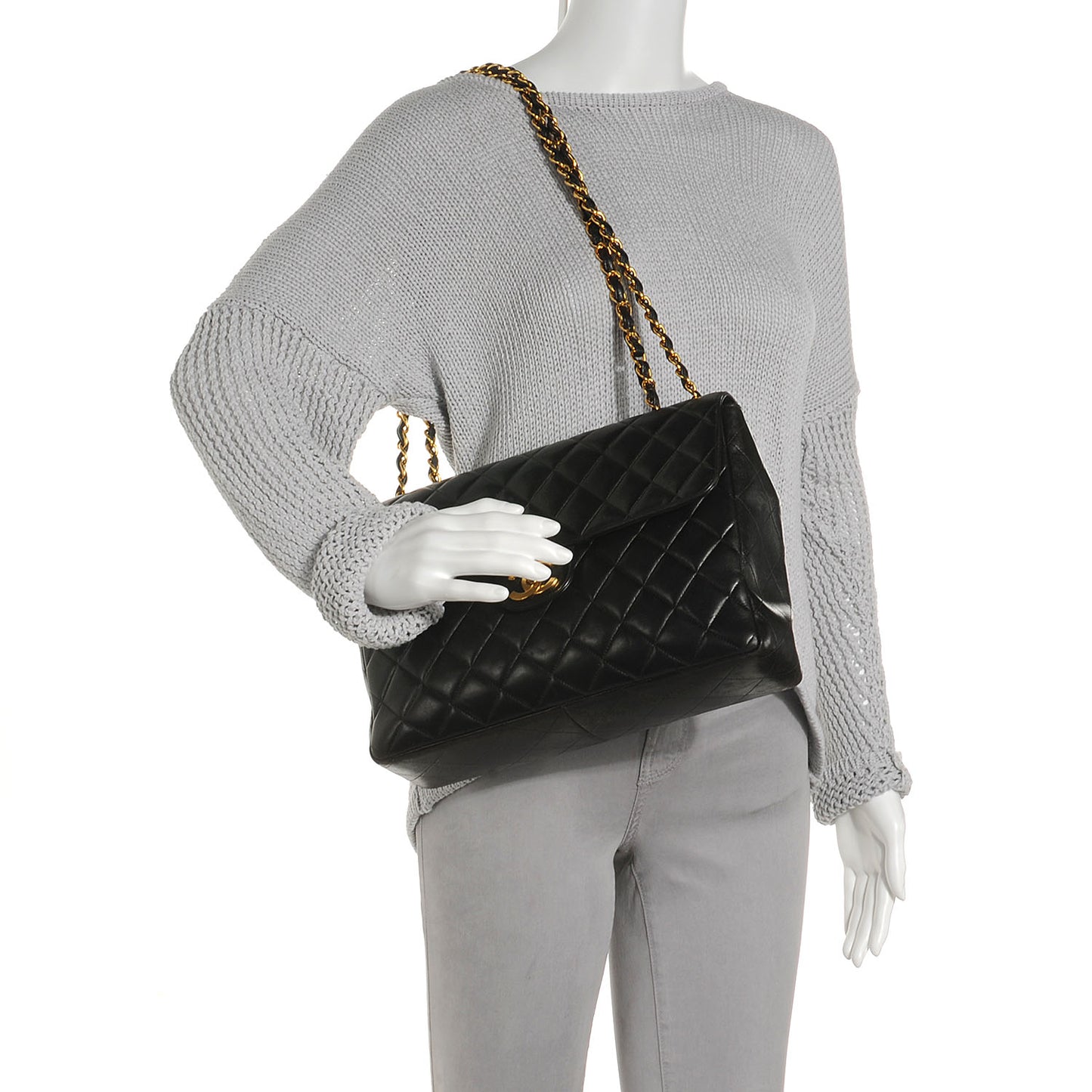 Lambskin Jumbo Flap Bag Black