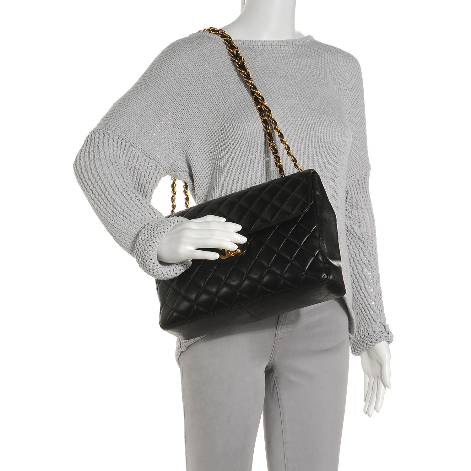 Chanel Lambskin Jumbo Flap Bag Black 2 of 8