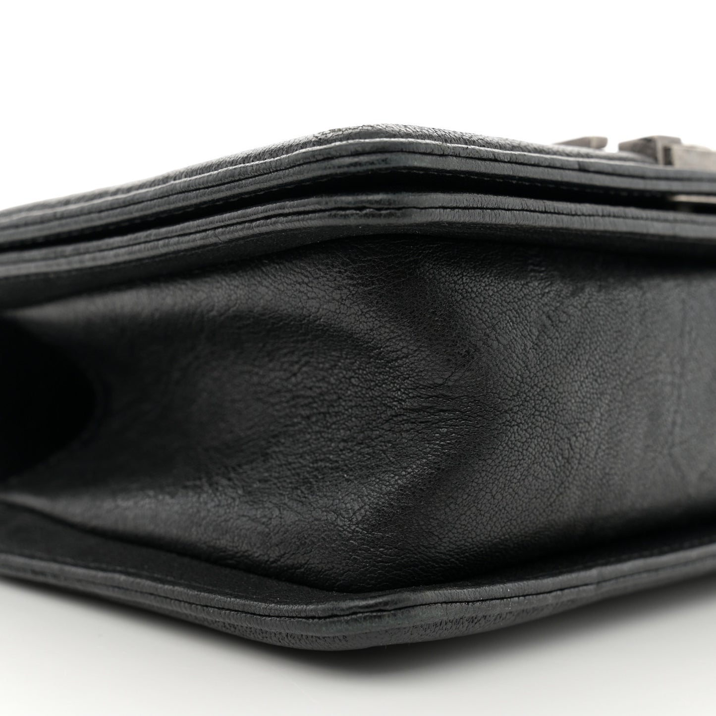 Crumpled Lambskin Small Studded Boy Flap Black
