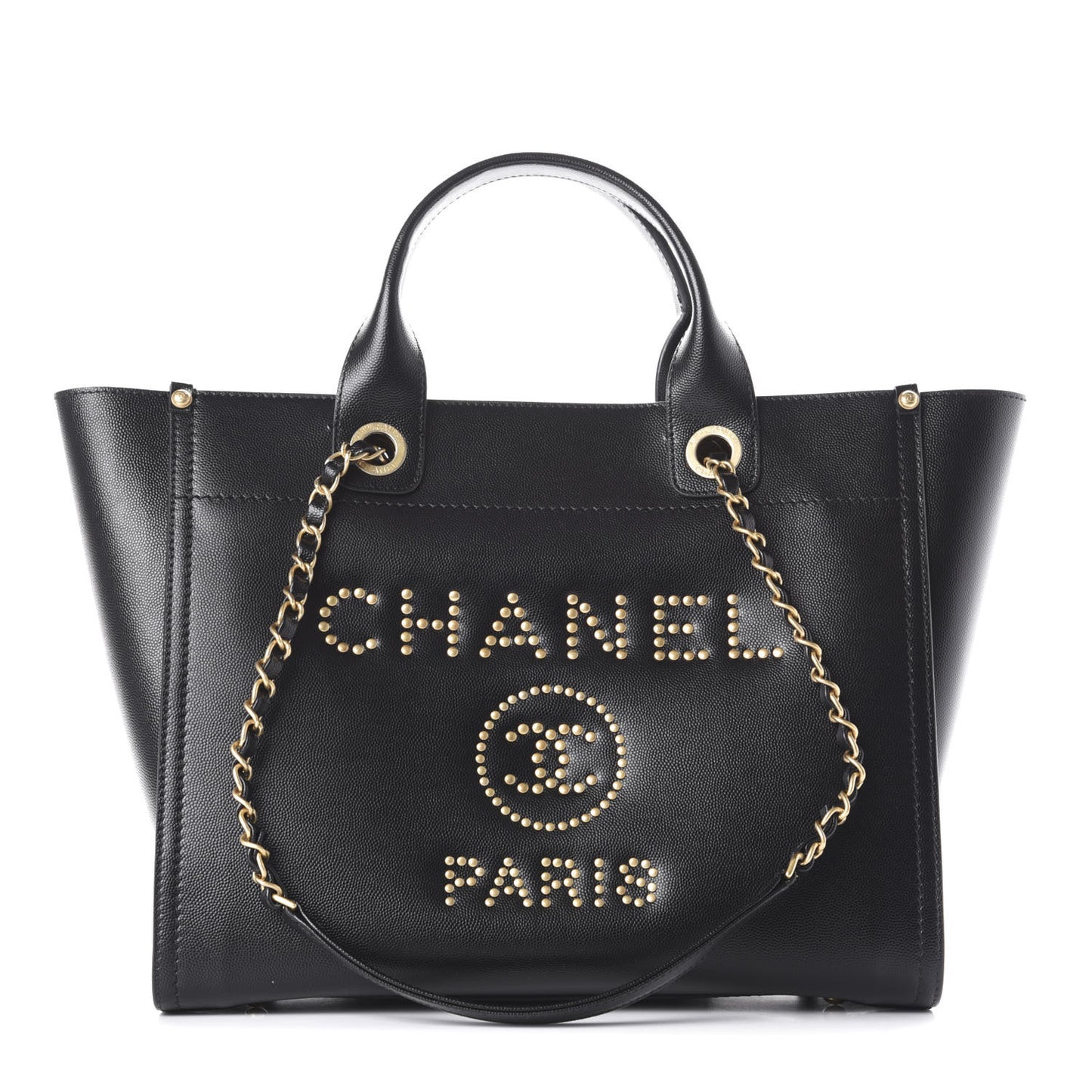 Caviar Small Studded Deauville Tote Black