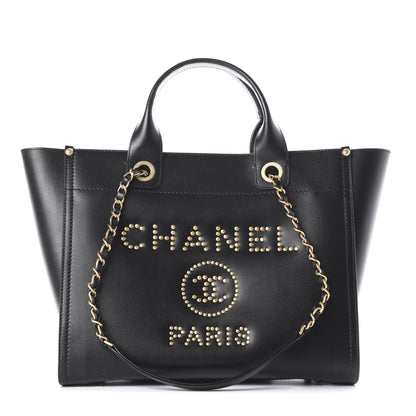 Chanel Caviar Small Studded Deauville Tote Black 1 of 10