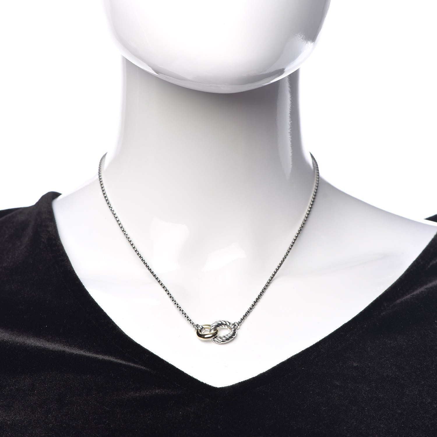 David Yurman Sterling Silver 18K Yellow Gold Belmont Pendant Necklace 2 of 7