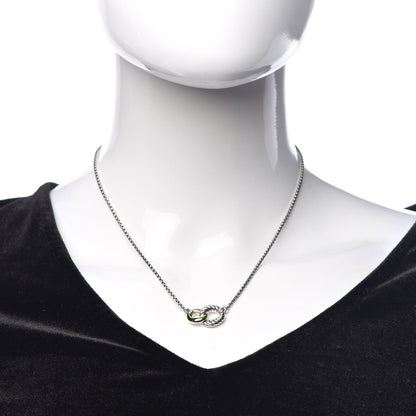 David Yurman Sterling Silver 18K Yellow Gold Belmont Pendant Necklace 2 of 7