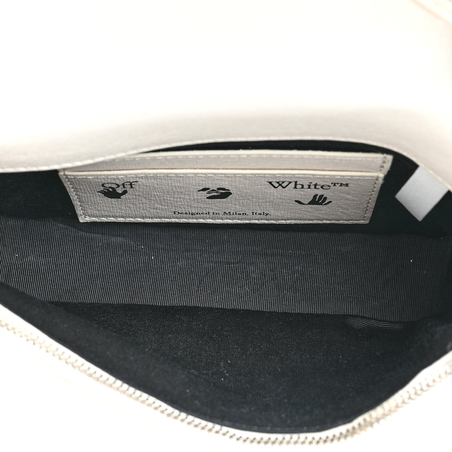 Off-White Saffiano Striped Mini Diag Binder Clip Bag White Black Yellow 5 of 14