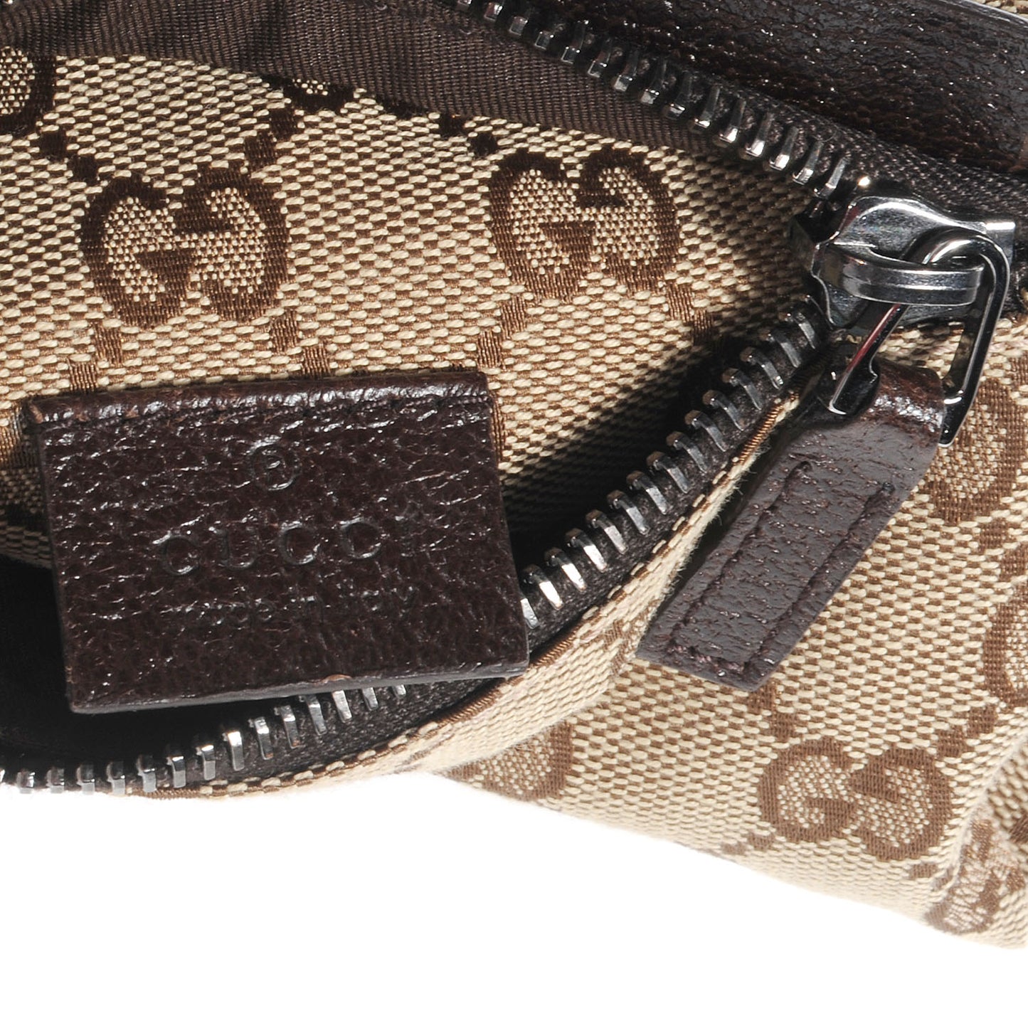 GG Monogram Web Double Pocket Belt Bag Dark Brown