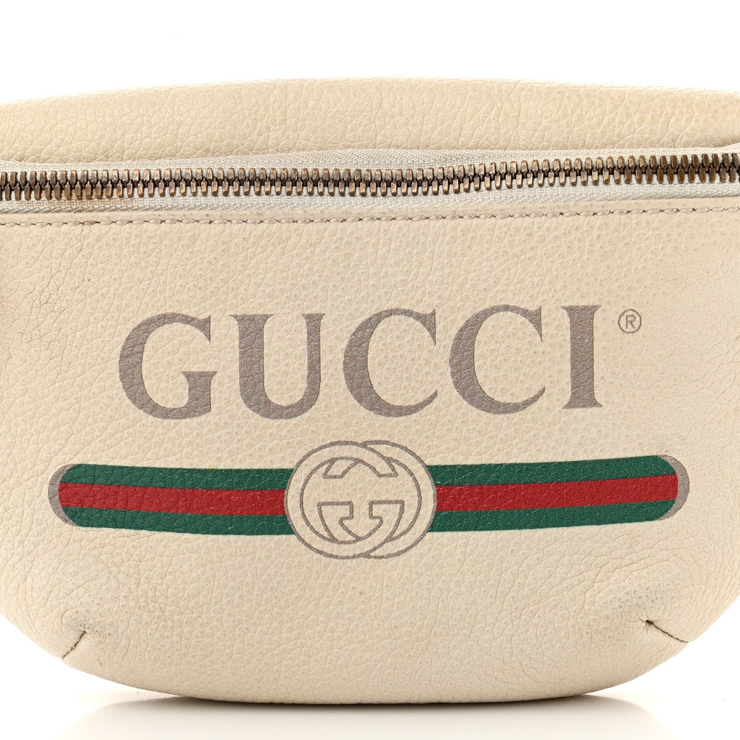 Grained Calfskin Small Logo Belt Bag White
