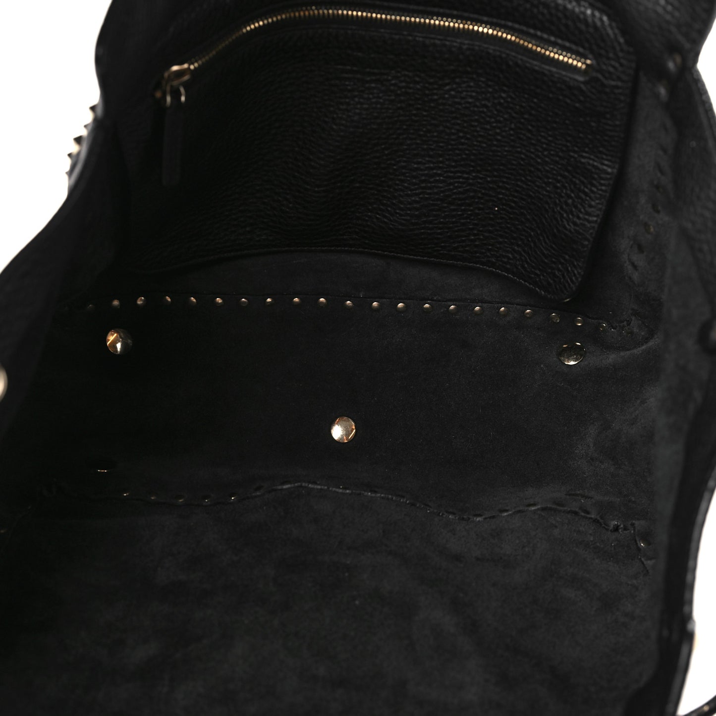 Pebbled Calfskin Medium Rockstud Tote Black