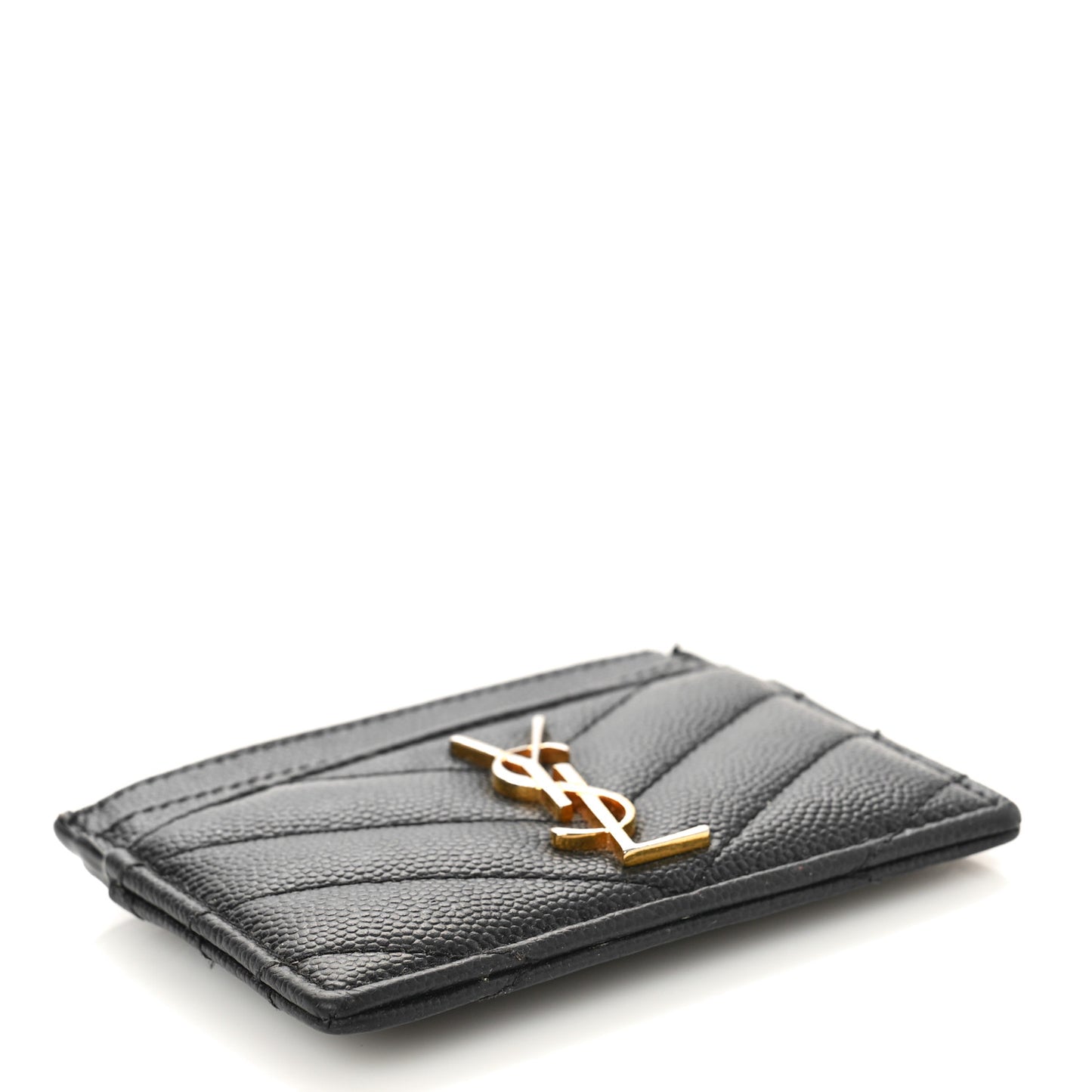 Grain De Poudre Matelasse Chevron Monogram Credit Card Case Black