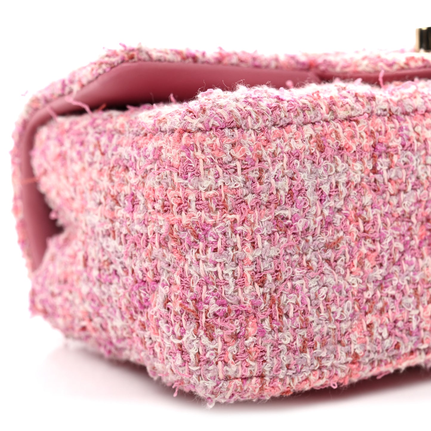 Tweed Quilted Mini Rectangular Flap Pink