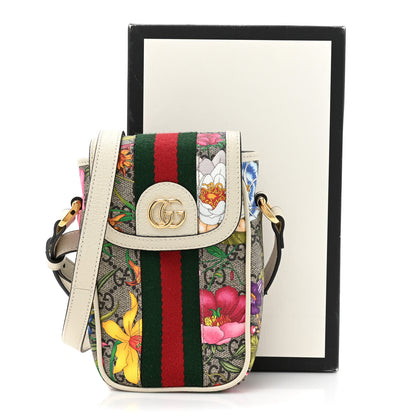Gucci GG Supreme Monogram Flora Web Ophidia Phone Crossbody Bag White 16 of 16