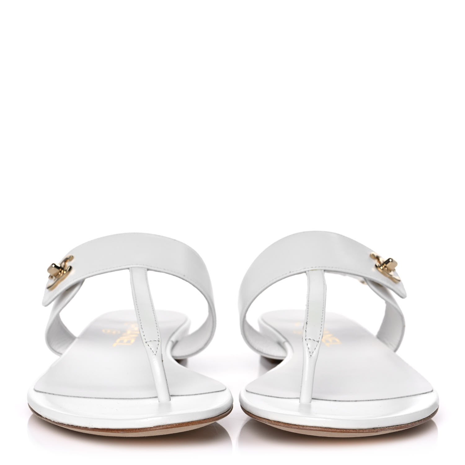 Chanel Lambskin CC Thong Sandals 38.5 White 2 of 8