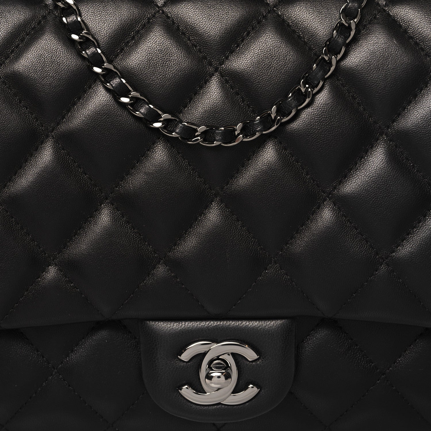 Chanel Lambskin Quilted Clutch With Chain Flap Black 8 of 10