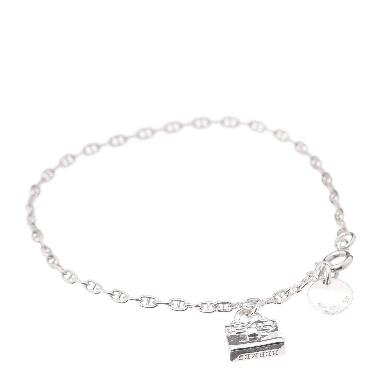 Hermes Sterling Silver Kelly Charm Bracelet ST 1 of 5