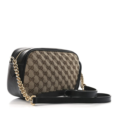 Gucci Monogram Matelasse Diagonal Small GG Marmont Chain Shoulder Bag Beige Black 3 of 10