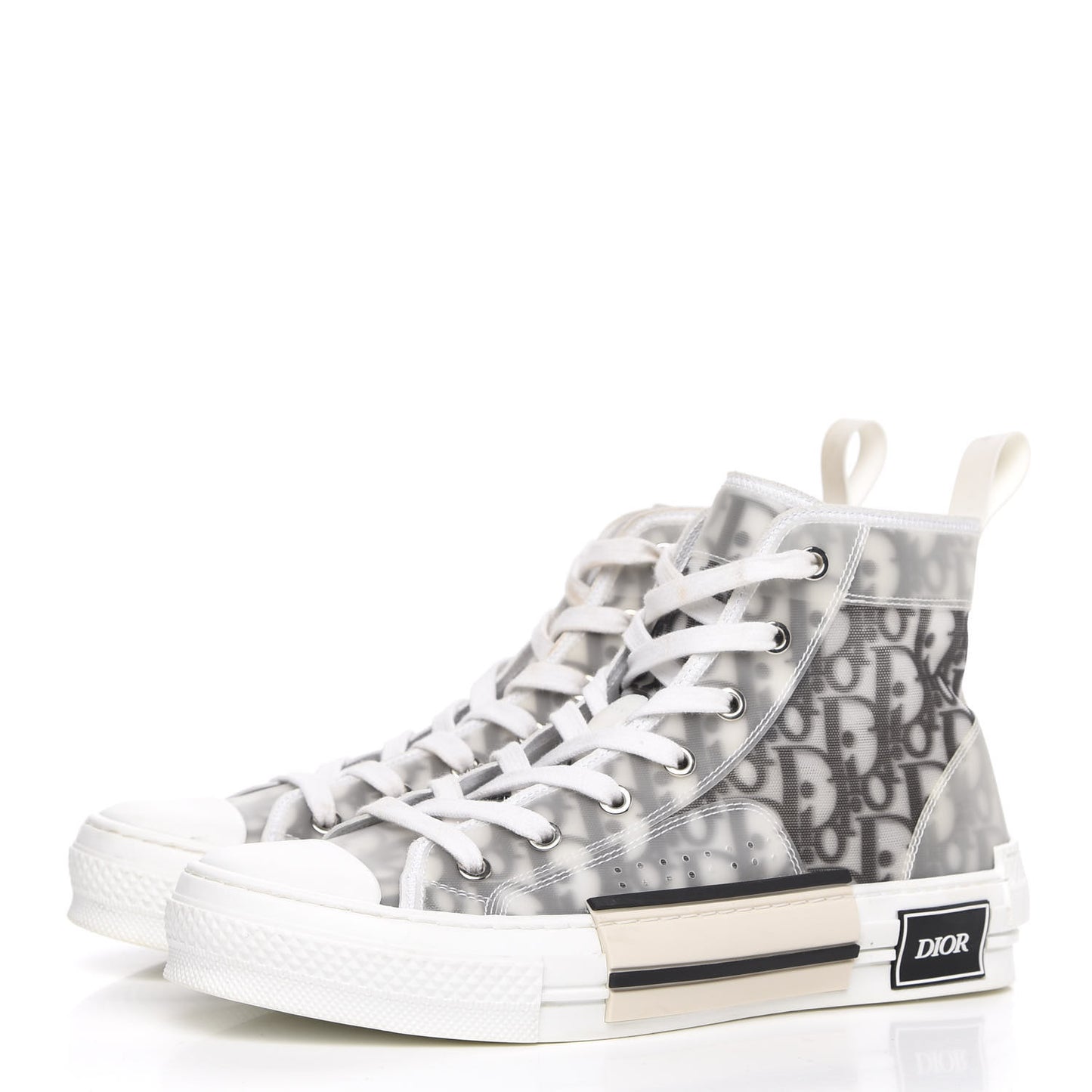 Technical Canvas Oblique Mens B23 High Top Sneakers 46 White Black