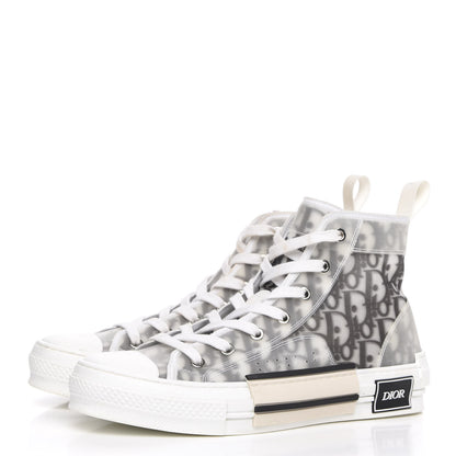 Christian Dior Technical Canvas Oblique Mens B23 High Top Sneakers 46 White Black 3 of 10