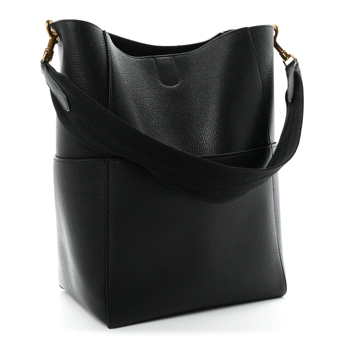 Celine Soft Grained Calfskin Sangle Bucket Bag Black 5 of 21