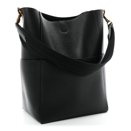 Celine Soft Grained Calfskin Sangle Bucket Bag Black 5 of 21