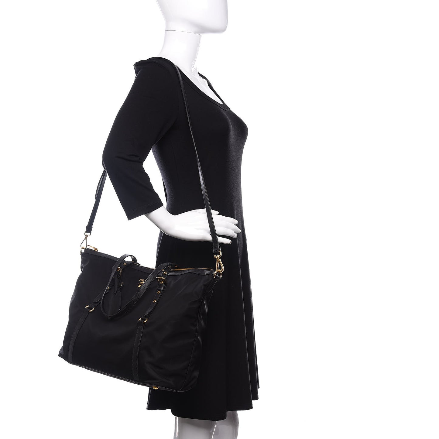 Tessuto Nylon Saffiano Tote Black