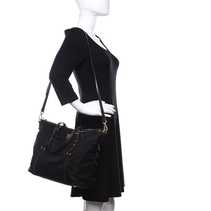 Prada Tessuto Nylon Saffiano Tote Black 3 of 10