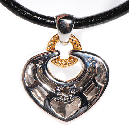 Bulgari BVLGARI 18K Gold Diamond Heart Pendant Cord Necklace 5 of 5