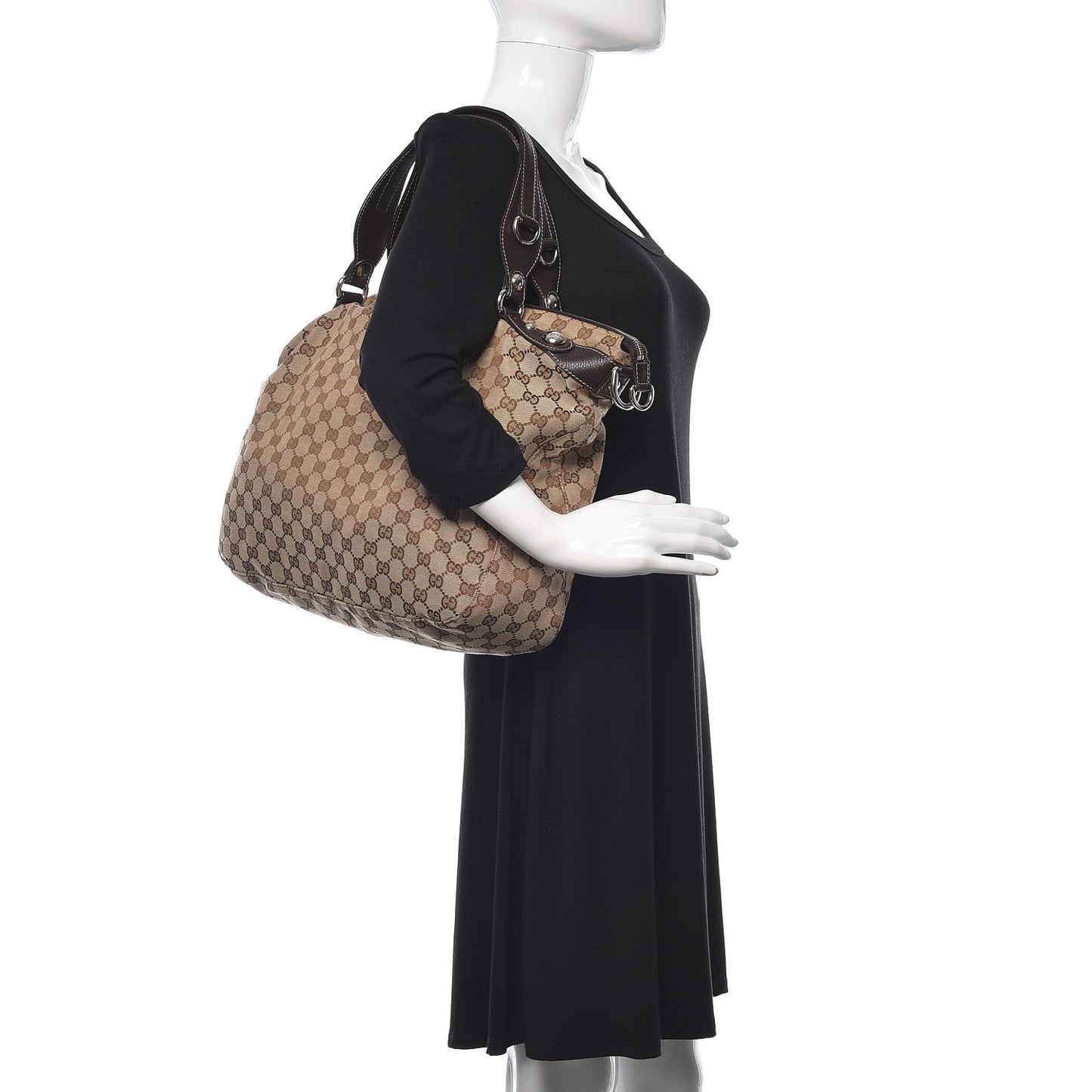 Monogram Large Icon Bit Top Handle Bag Brown