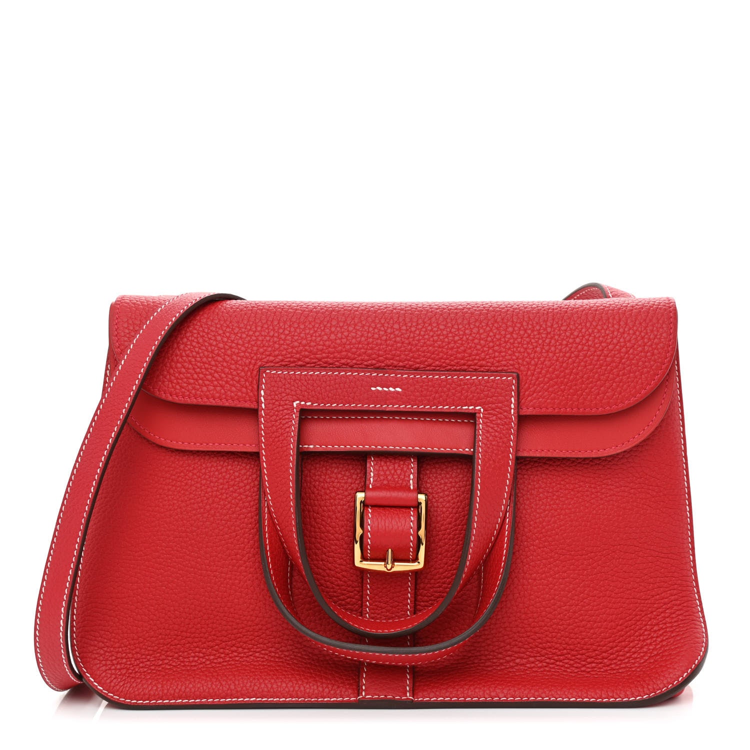 Hermes Taurillon Clemence Verso Halzan 31 GM Rouge Casaque Vermillion 1 of 10