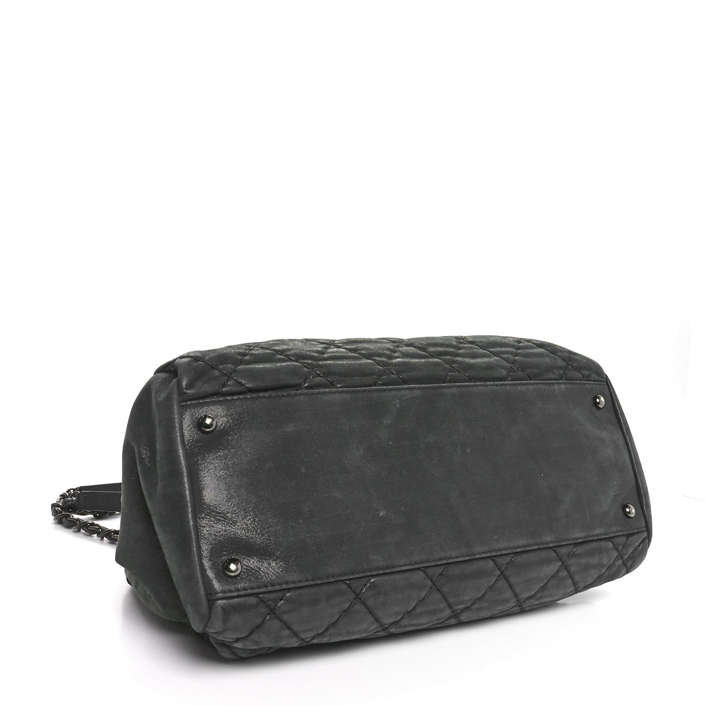 Iridescent Calfskin Large Just Mademoiselle Bowling Bag Black