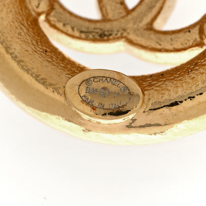 Chanel Metal Enamel CC Round Earrings Gold White Black 4 of 5