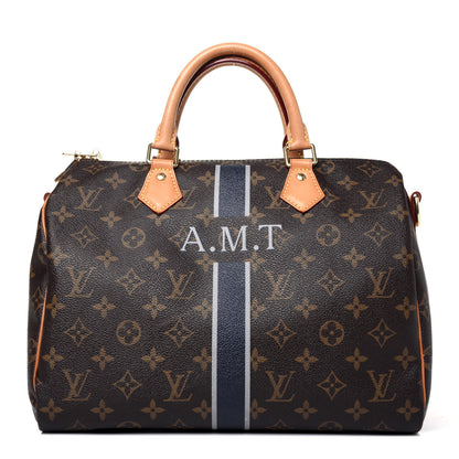 Louis Vuitton Monogram My LV Heritage Speedy Bandouliere 30 Blue Marine Gris 1 of 22