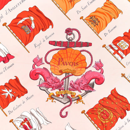 Hermes Silk Pavois Scarf 90 Rose Buvard Rouge Orange 3 of 5