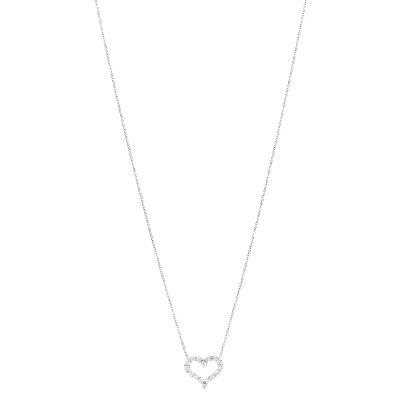 Platinum Diamond Small Heart Pendant Necklace