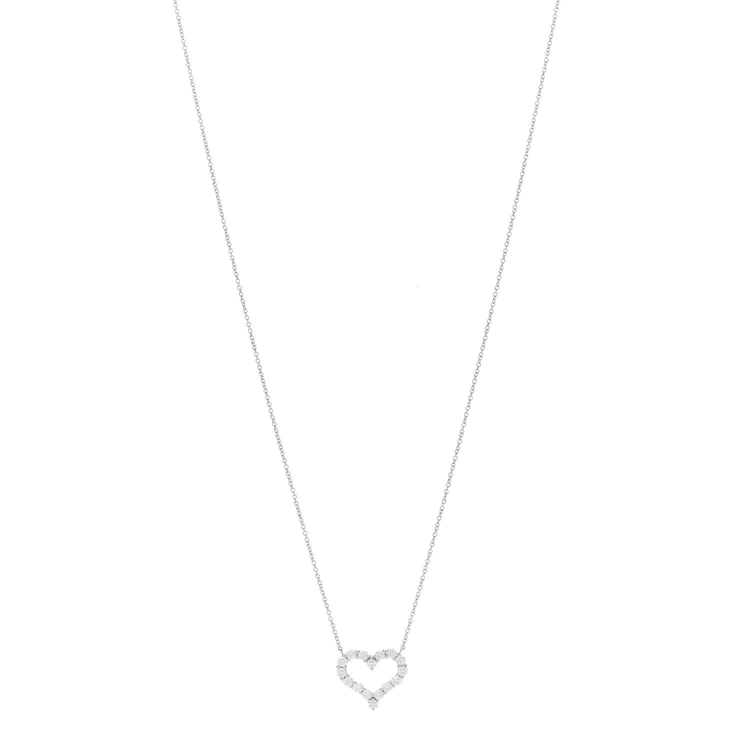 Tiffany Platinum Diamond Small Heart Pendant Necklace 1 of 5