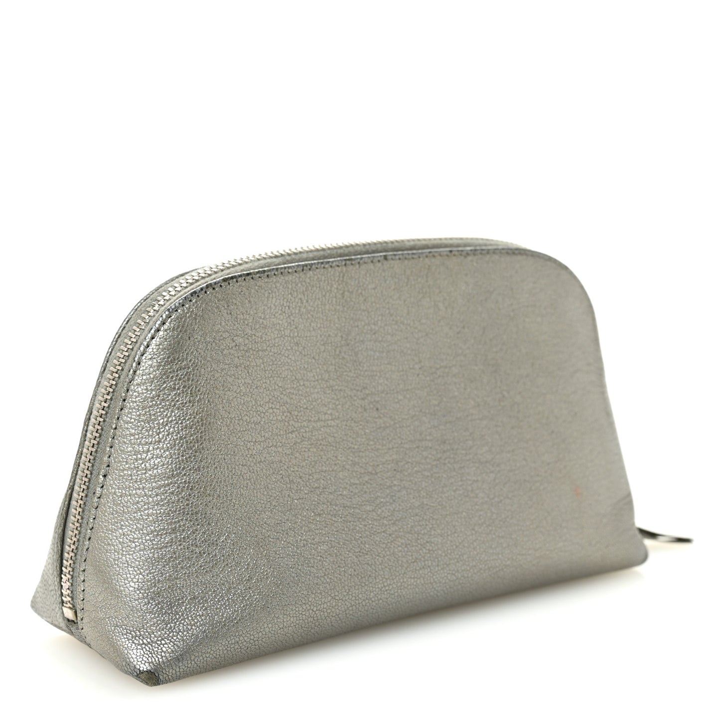 Metallic Goatskin Cosmetic Case Silver