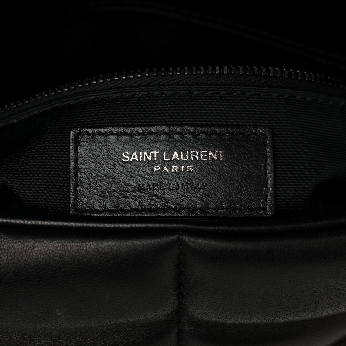 Lambskin Quilted Monogram Monochrome Medium Loulou Puffer Chain Satchel Black