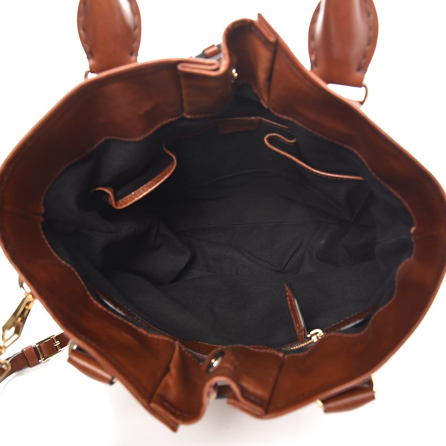 House Check Bridle Calfskin Medium Whipstitch Tote Dark Tan