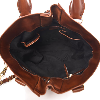 Burberry House Check Bridle Calfskin Medium Whipstitch Tote Dark Tan 5 of 10