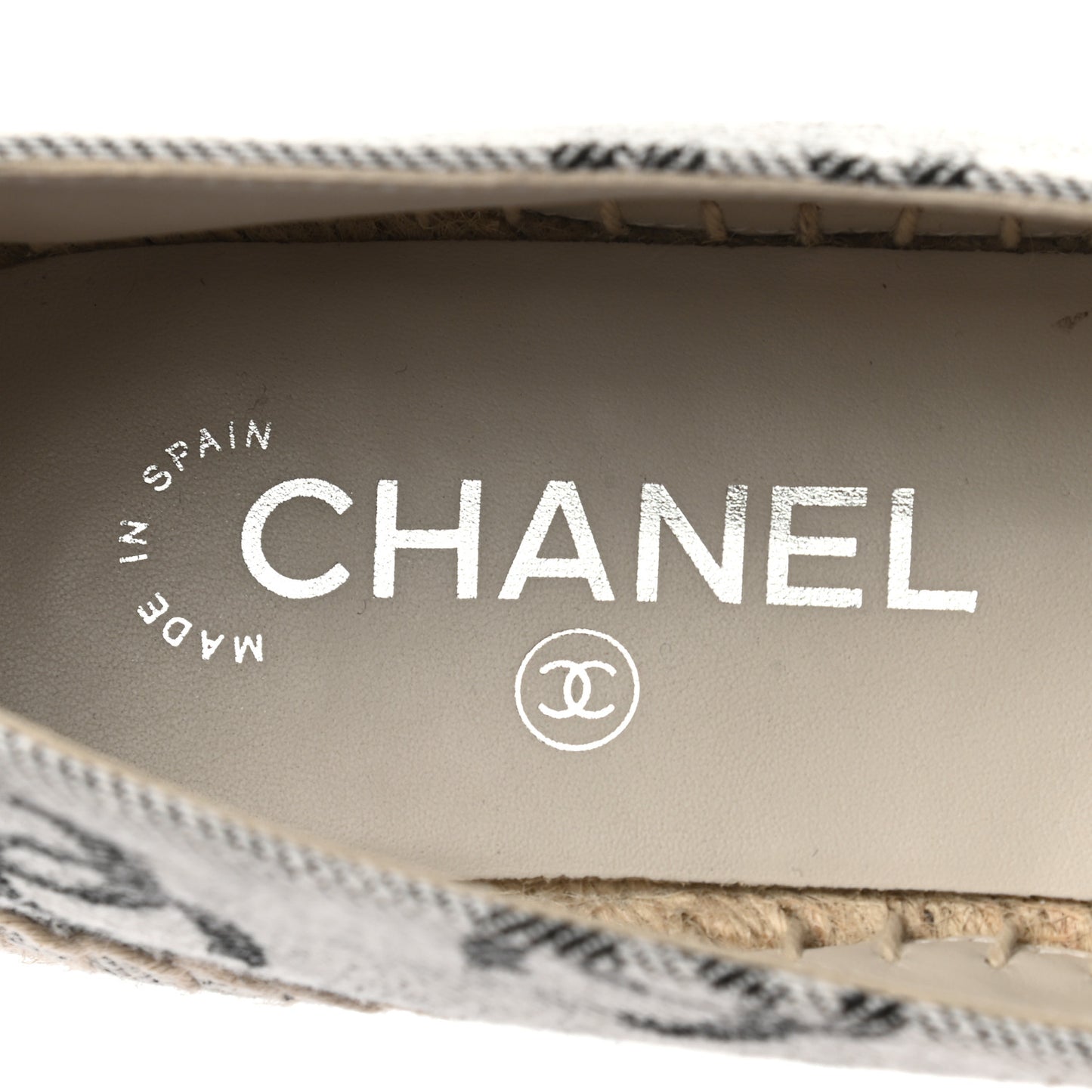 Cotton Jacquard Grosgrain CC Print Espadrilles 39 Grey Black